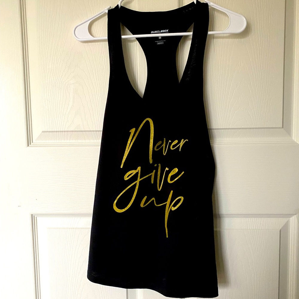 Musclebox “Never Give Up” Tank Top NWOT
